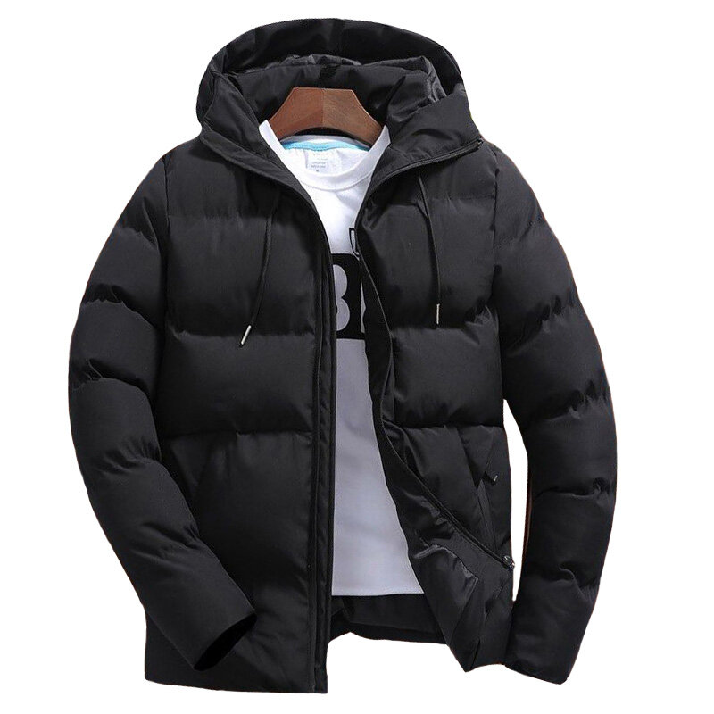 Parkas jaqueta masculina outono inverno casual sólido com capuz casacos parka conforto quente manga longa com zíper casacos streetwear masculino