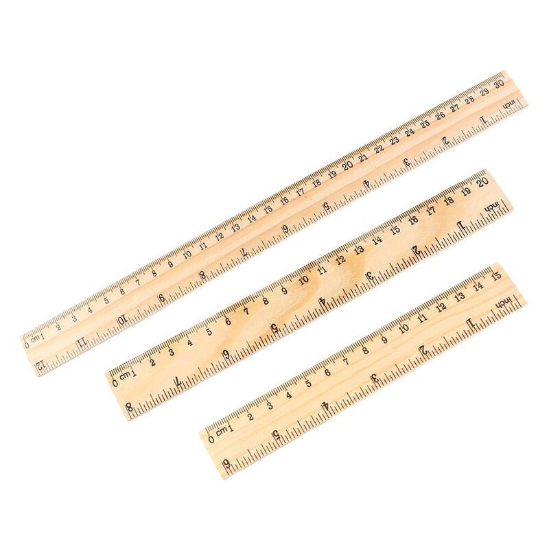 Alat ukur aksesoris meja 15/20/30cm alat tulis guru penggaris gambar anak penggaris lurus penggaris kayu