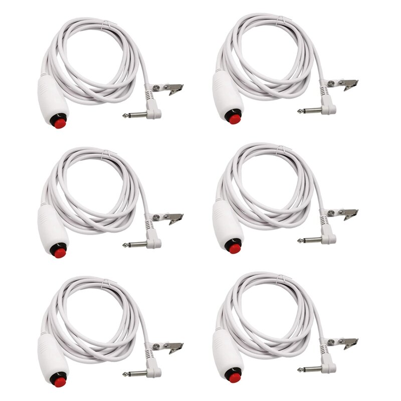 6X Nurse Call Cable 6.35Mm Line Nurse Call Device Emergency Call Cable With Push Button Switch