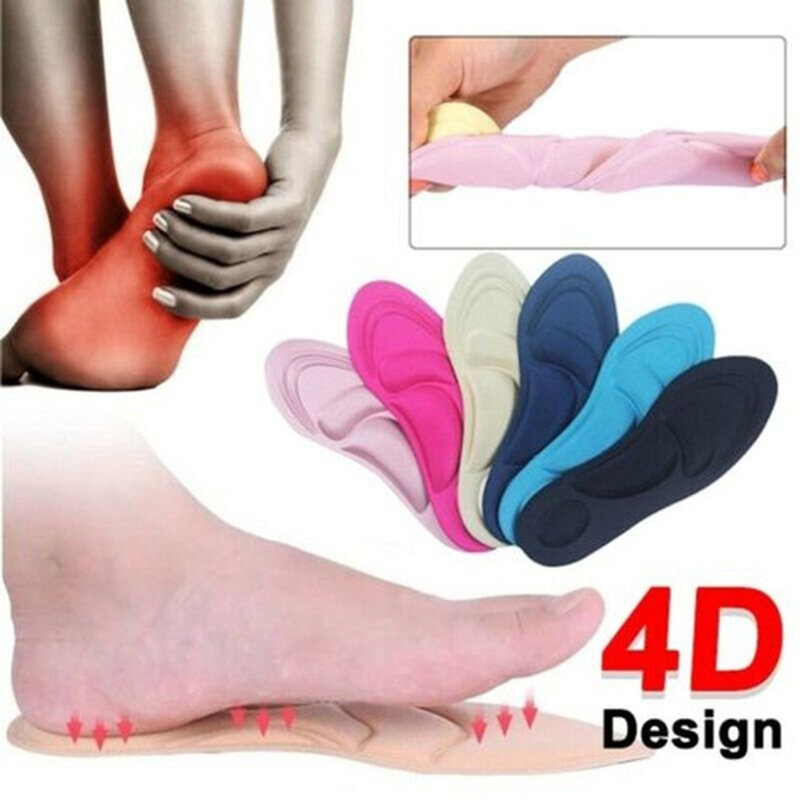 Plantillas de masaje 4D con absorción de impacto para mujer, espuma suave elástica, transpirable, cómoda, almohadilla para zapatos, inserto para el cuidado de los pies