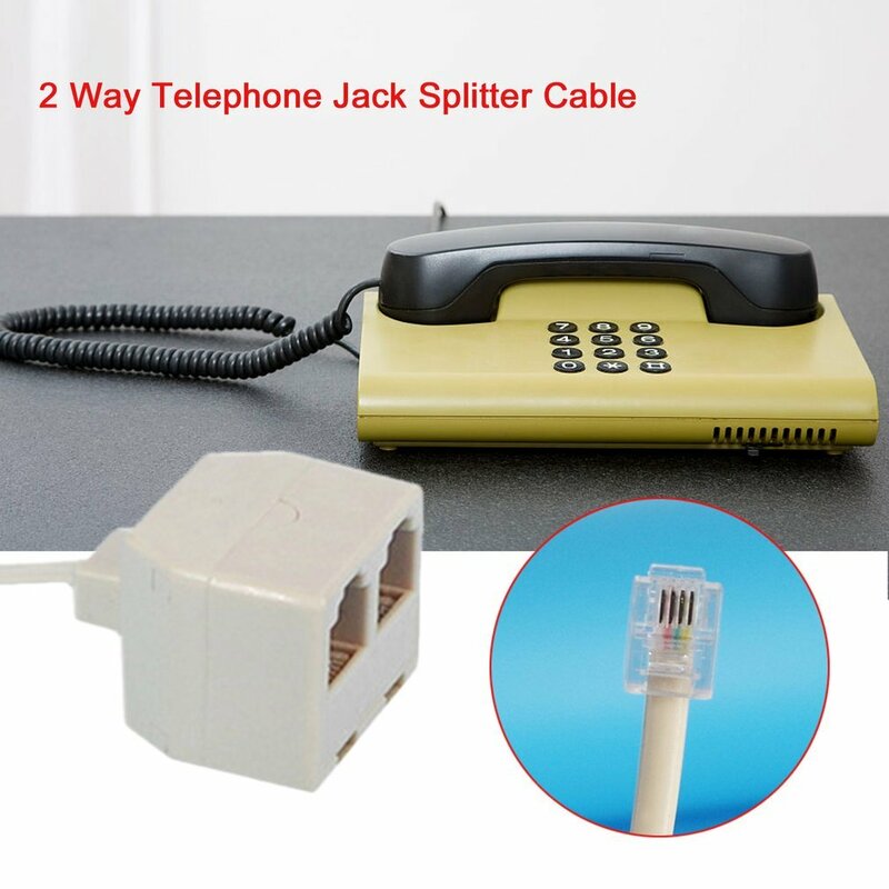 New RJ11 6P4C Male To 6P4C Female 2 Way Telephone Jacks Plug Splitter Phone Telephone Line Connector Adapter Converter