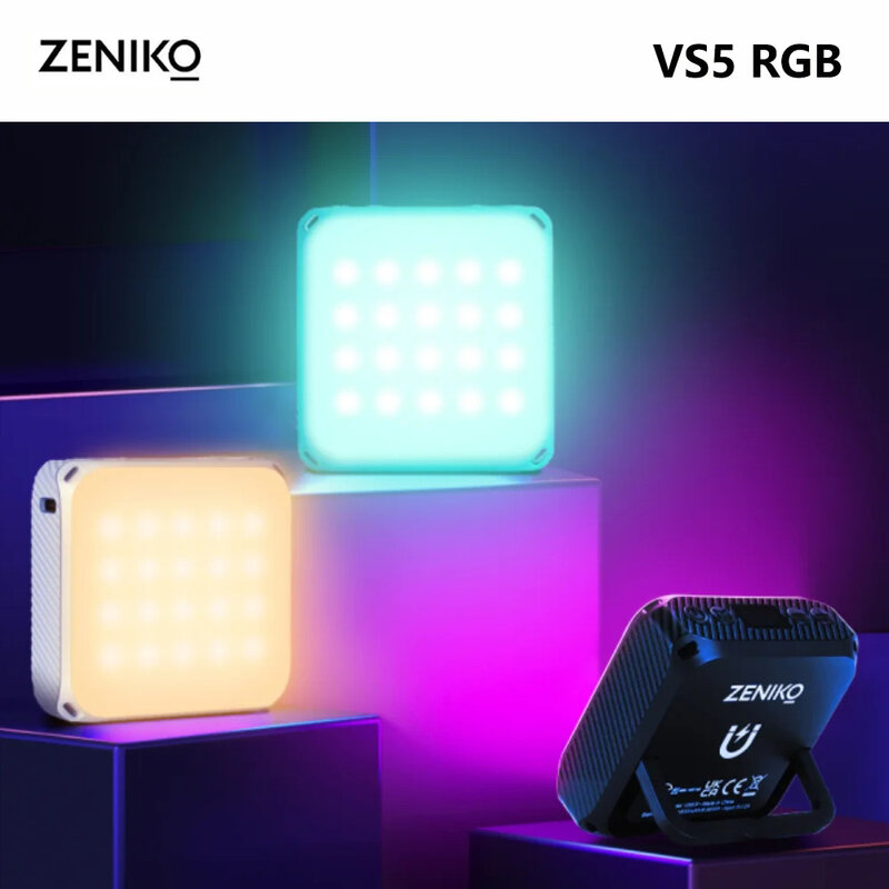Zeniko VS5 R MINI RGB แสงสีเติมแสงแบบพกพาหรี่แสงได้กับแอพสำหรับโทรศัพท์ DSLR กล้อง Vlog Live