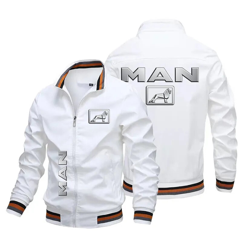 Chaqueta con cremallera para hombre, chaqueta ajustada con estampado de logotipo de coche, informal, para montar en motocicleta, primavera y otoño