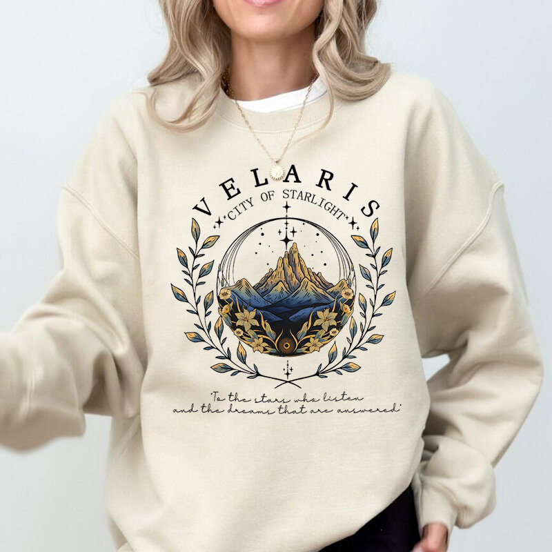 Velaris Acotar Sweatshirt Frauen Velaris Stadt von Starlight Rundhals-Sweatshirts der Nacht Court SJM Merch Frau Hoodies Mantel