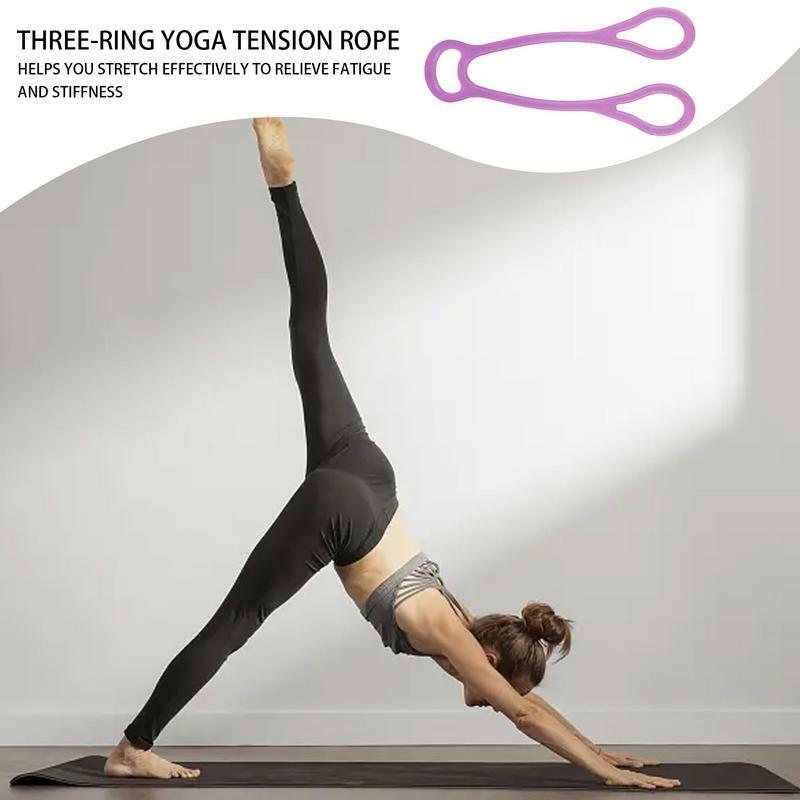 Bandas de exercício de três anéis para homens e mulheres, corda elástica, macia e resiliente, alivia a fadiga e a ioga Aids