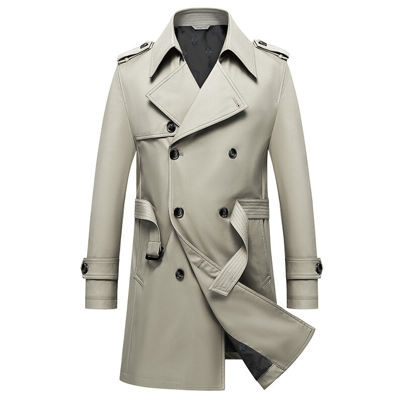 Однотонное классическое Мужское пальто, ветровка, Высококачественная деловая Повседневная ветровка, Мужская одежда, модель A2F7987