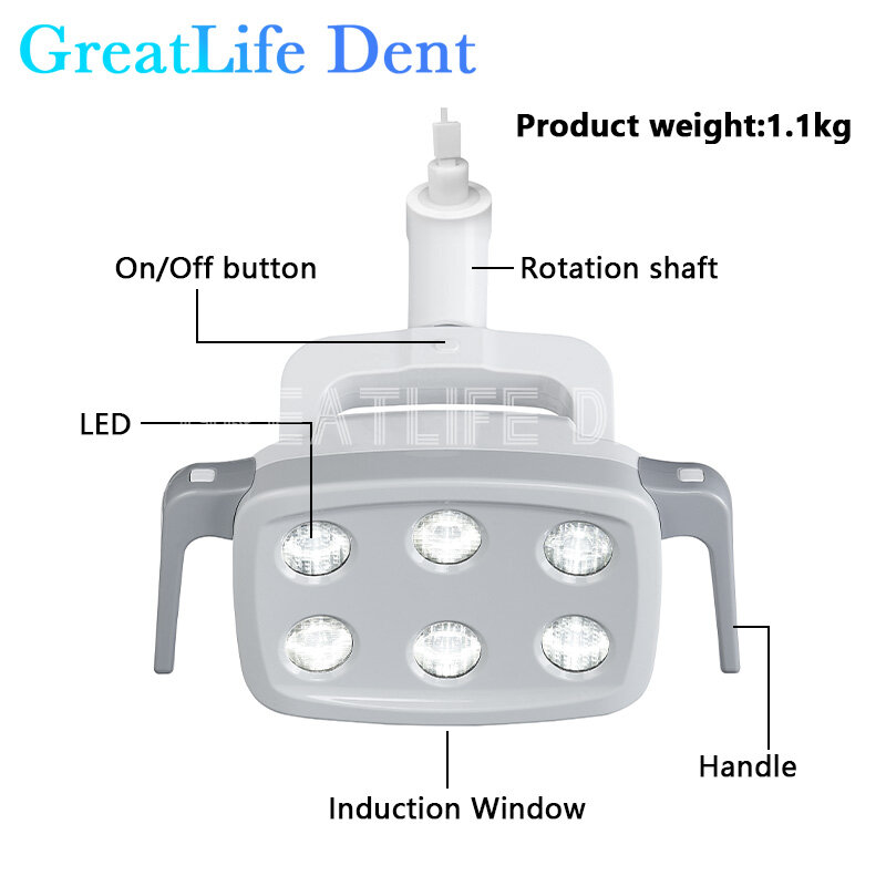 GreatLife 덴트 LED 수술 램프, 치과 유도 의자, 그림자 없는 조명, 치과 LED 수술 의자, LED 조명, 7w, 4LED