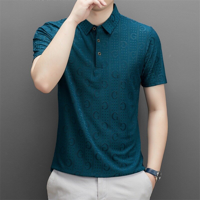 Camisa polo masculina de manga curta, blusa respirável personalizada, gola casual em flip, nova moda, verão, 2022
