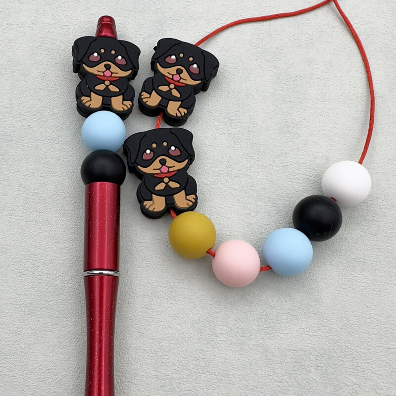 10PC New Food Grade Silicone Rottweiler Baby Beads Teether Beads Baby Toy Bead DIY Nipple Chain Jewelry Accessories Kawai Gifts