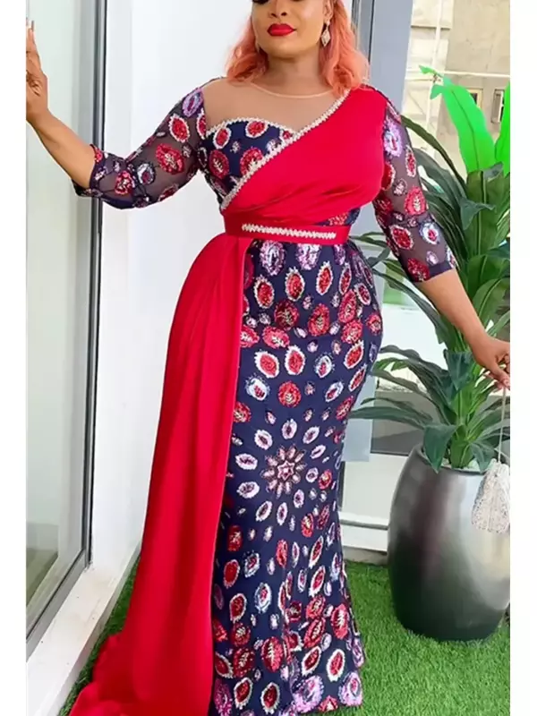 African Dresses for Women Plus Size Africa Clothes Dashiki Ankara Wedding Outfit Gown Elegant Evening Party Long Maxi Dress