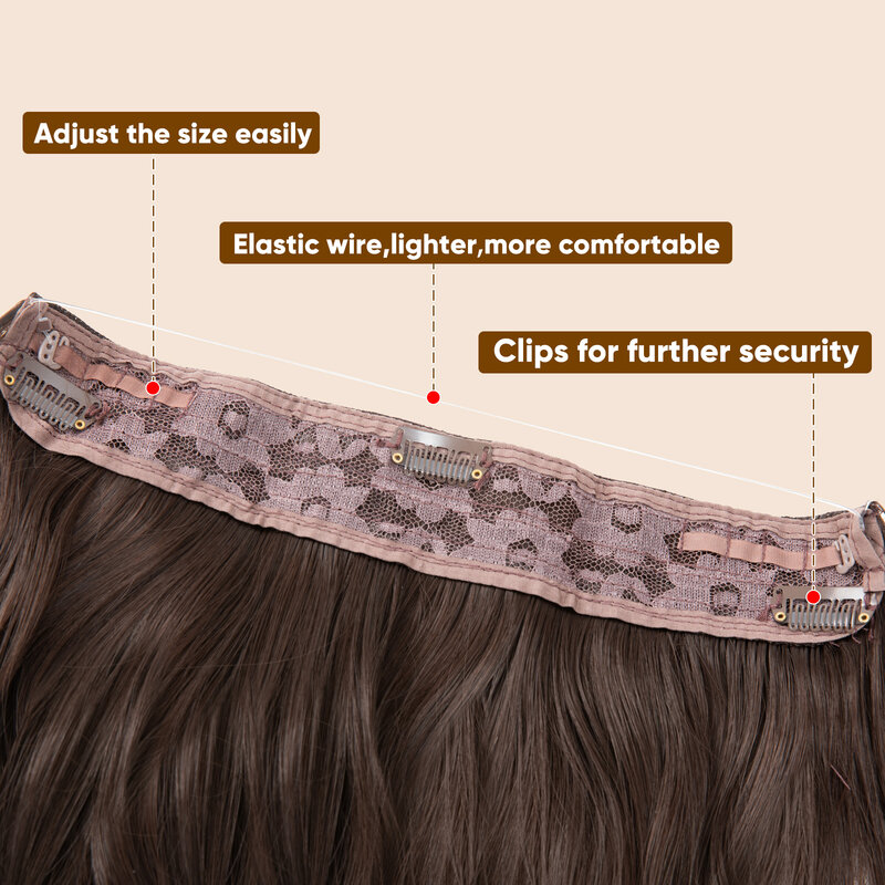 SARLA syntetyczna fala niewidzialna włosy doczepiane Clip in linka wędkarska czarno-brązowa sztuczne włosy do włosów dla kobiety M10