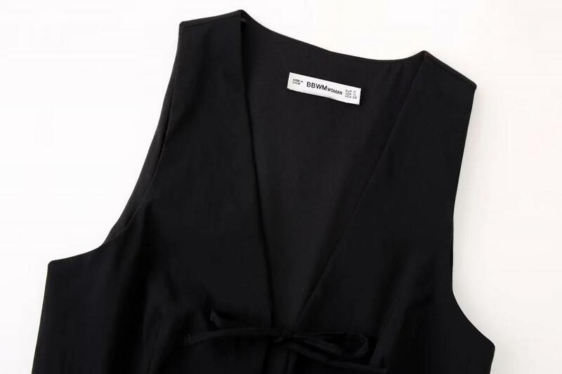 Solid Color Tie-Front Linen Vest Top Elegant Casual Bow Elastic Vest New Female Top 2024 Spring Summer for Commuting Wear