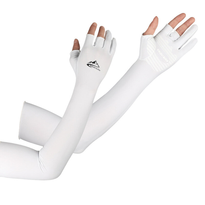 G110Summer Ice Silk Sunscreen Sleeves para hombres y mujeres, conducción y equitación, Anti UV, secado rápido, diseño de dedos abiertos, guantes de pesca
