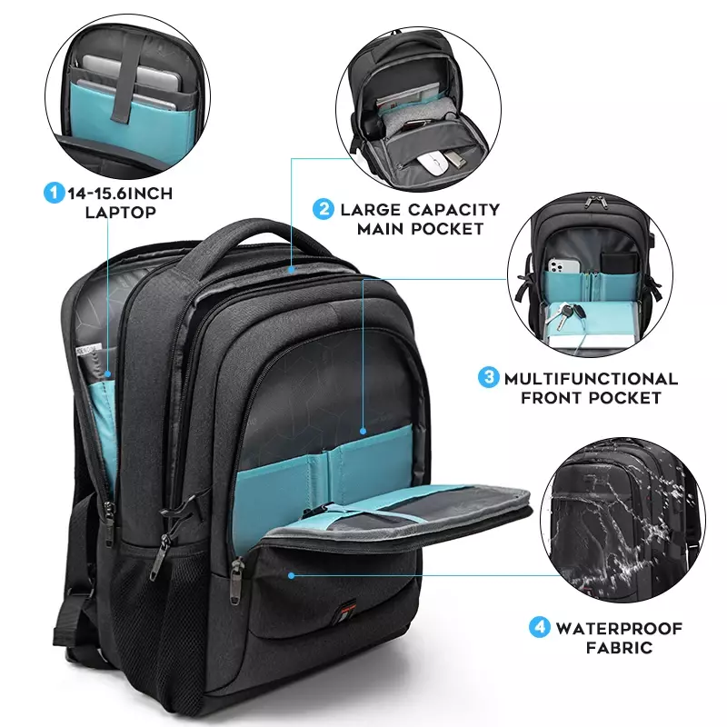 2024 neue Mode wasserdichten Business-Rucksack für Männer Reise Notebook Laptop Rucksack Taschen 17,3 Zoll männliche Mochila für Teen