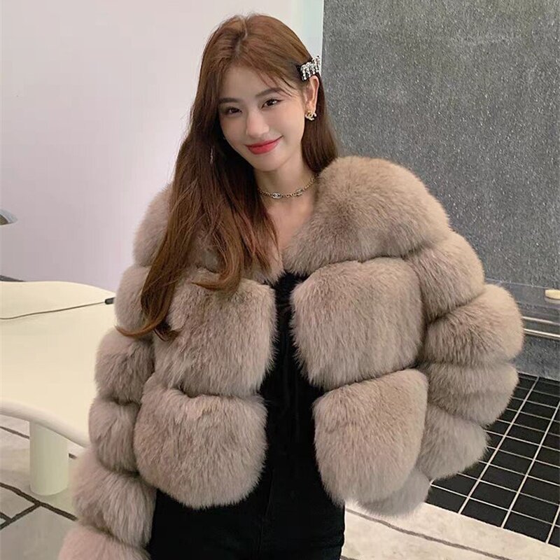 Abrigo de piel de zorro real para mujer, chaqueta clásica de piel de zorro cálida, chaqueta de piel de lujo, se vende para el invierno, nuevo modelo 2024