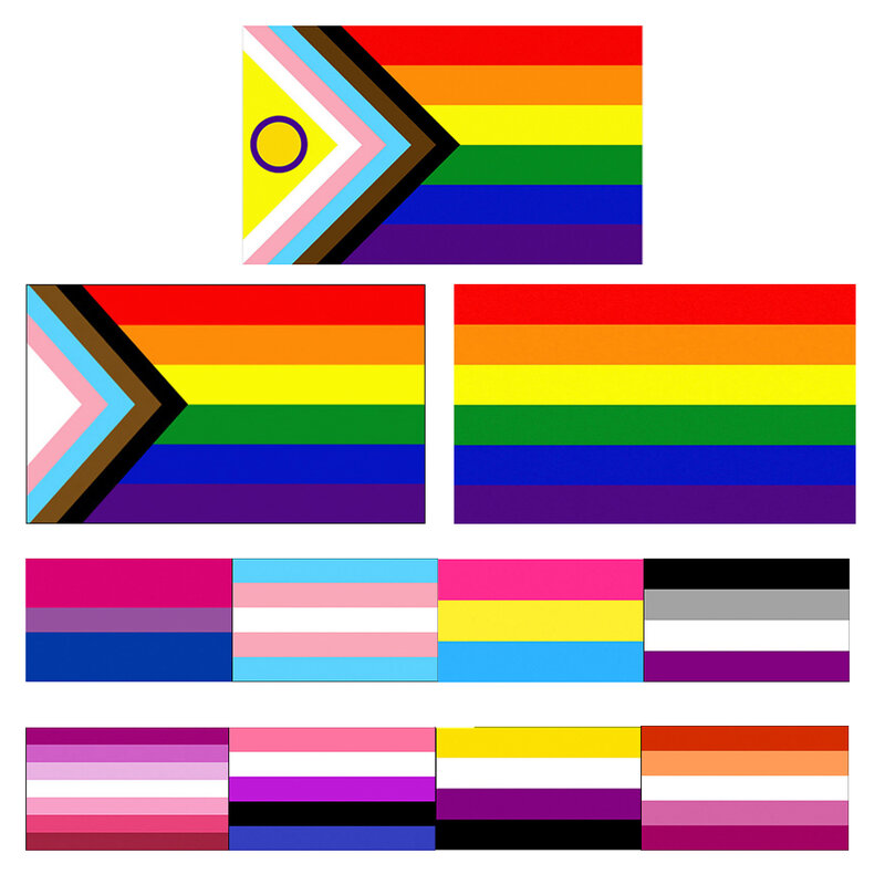 90X150ซม.3x5FTS InterSex รวมความคืบหน้า Pride Flag เกย์