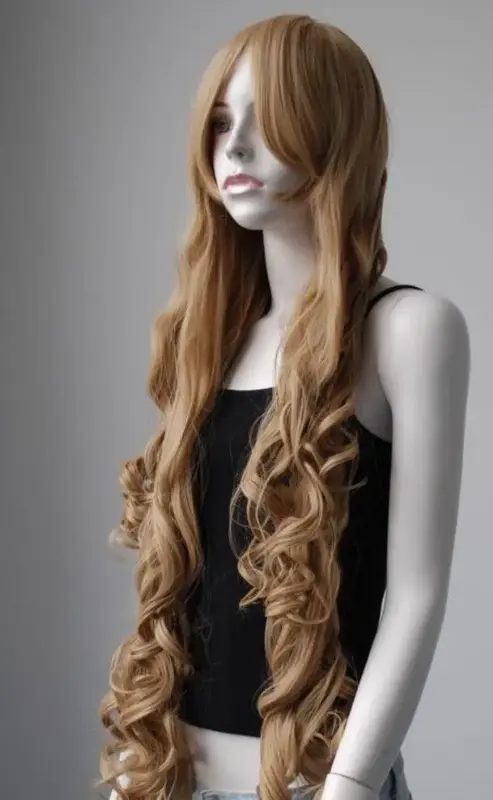 Парик, парик, популярный парик из термостойких волос, модный темно-коричневый длинный волнистый парик для косплея из искусственного аниме, полный парик HW