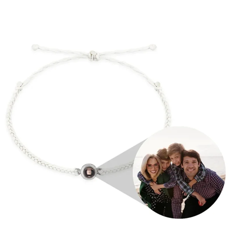 Оптовая продажа, индивидуальный проекционный браслет, регулируемый круглый проекционный браслет с фотографией, цветные плетеные браслеты для женщин, памятные браслеты