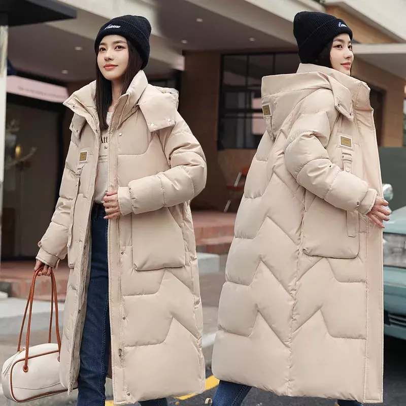2023 New Winter Women Jacket Long Parkas Female Down Cotton Hooded Overcoat Thick Warm Jackets Windproof Casual Student Coat