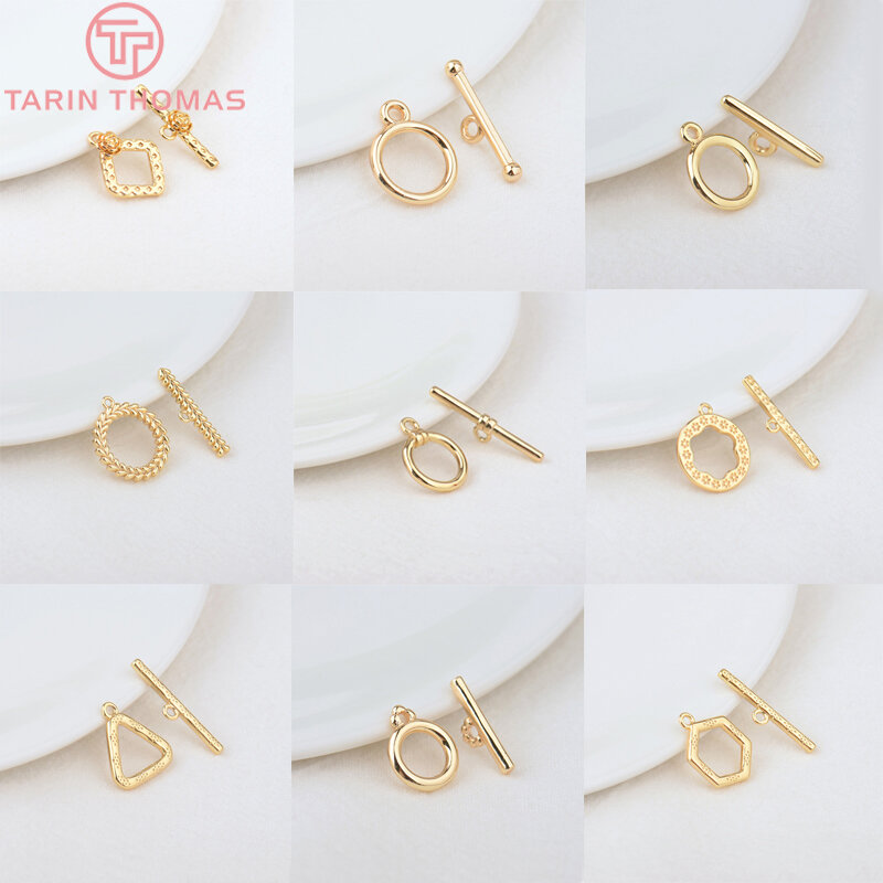 (3439)6 Sets 24K Gold Color Plated Brass Bracelet O Toggle Clasps High Quality Diy Jewelry Making Findings Accessories