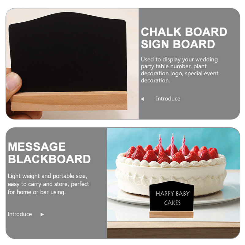 8 Pcs Desktop Chalk Board Decor Chalkboard Tags Bar Table Black Arched Small Chalkboards