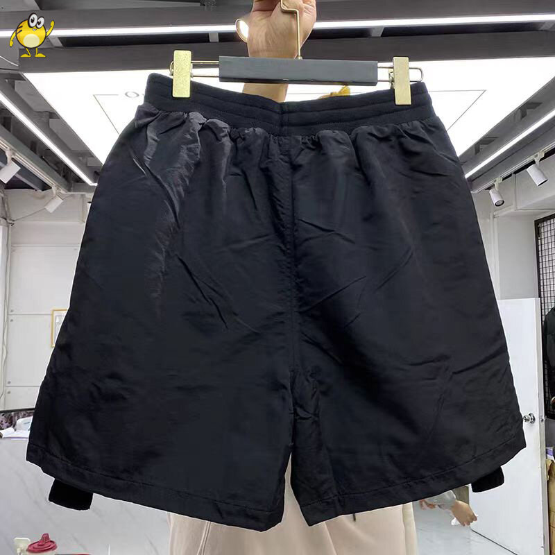 กางเกงขาสั้น RRR-123สีดำสำหรับผู้ชายผู้หญิงเดินชายหาดแบบลำลองระบายอากาศได้สำหรับฮิปฮอปจ๊อกกิ้งฤดูร้อน