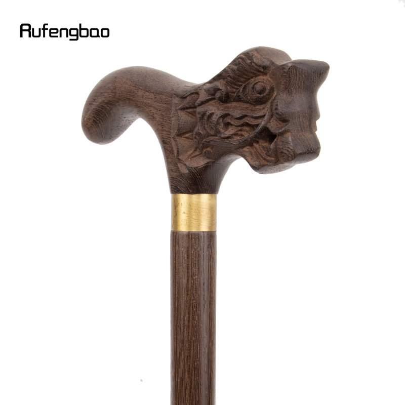 Dragon Brown Wooden Fashion Walking Stick Decorative Vampire Cospaly Party Wood Walking Cane Halloween Mace Wand Crosier 91cm