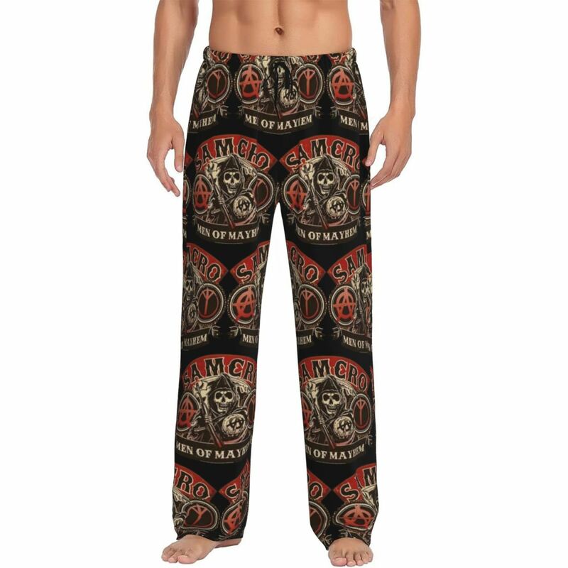 Pantaloni del pigiama Anarchy scozzesi personalizzati da uomo Sleepwear Lounge Sleep Bottoms Stretch con tasche