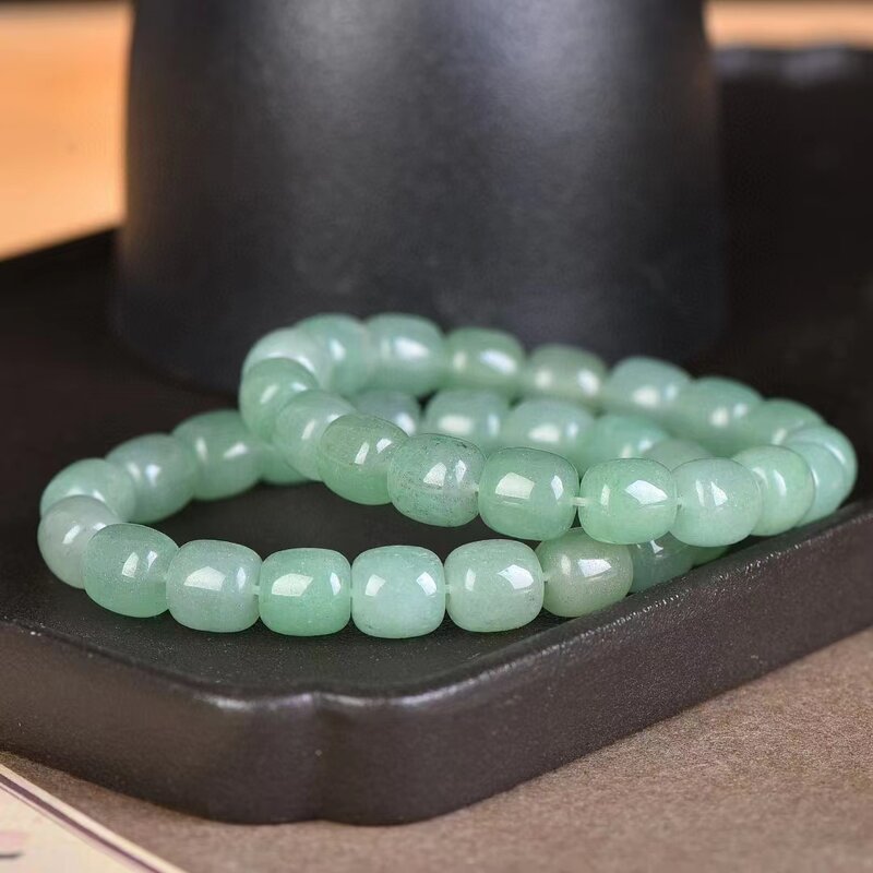 Cadena de mano de cuentas de manzana de Jade de Aventurina para mujer, pulsera de piedra verde Natural, brazalete elástico, joyería elegante, accesorios de piedras preciosas