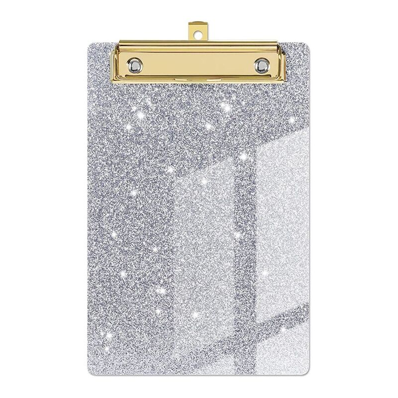 1Pc Colorful Glitter Writing Clipboard with Low Profile Gold Clip Acrylic File Folder Paper Organizer School Office Supplies