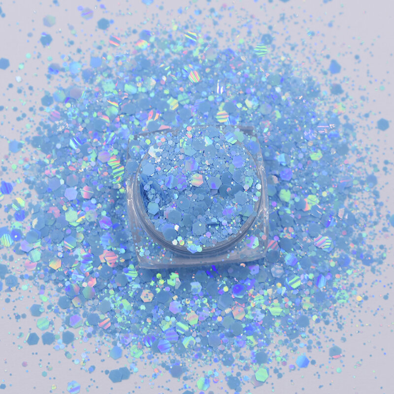 Paillettes holographiques macaron pour la décoration des ongles, poudre de paillettes hexagonales, taille mixte, N64.DIY, Nail Art, 10g par sac