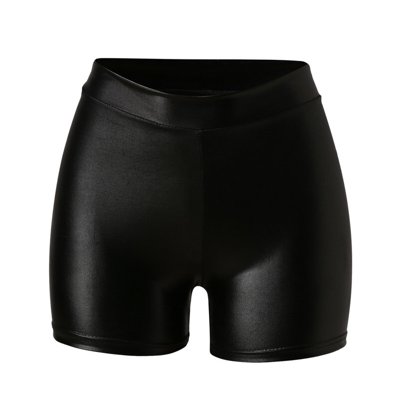 Pantalones cortos de cuero para mujer, Shorts ajustados de cintura alta con realce, color negro, sexys, para club nocturno y Fitness, 2024