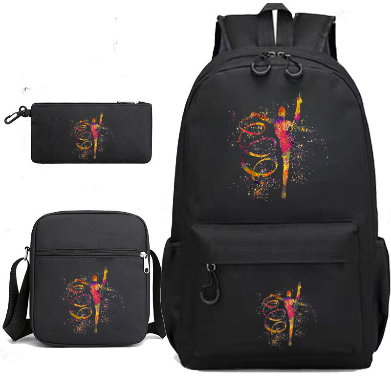 Tas sekolah motif senam cat air perempuan, tas punggung sekolah untuk remaja perempuan, tas ransel perjalanan, tas ransel untuk pelajar kuliah