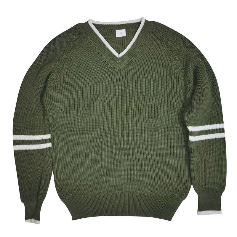 Suéteres de rayas Vintage para hombre, jersey de cuello redondo, ropa de moda, Tops de punto, sudaderas de otoño e invierno