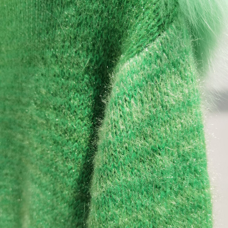 Camisola casual de pele de raposa real para mulheres, casaco solto, casaco oversize quente, patchwork, decoração exterior, moda feminina, novo, outono, 2023