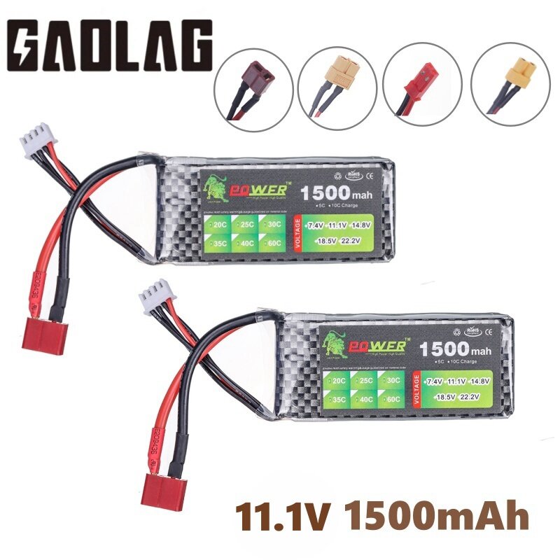 11.1V LIPO Battery 3s 1500MAH 1800mah 45C Battery for RC Drone Helicopter Car FPV Boat Parts With T JST XT30 XT60 Plug