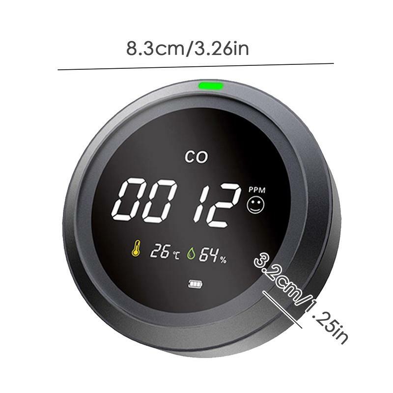 Detector de Monóxido de Carbono para Segurança, CO Alarme, Aviso sonoro, Sensor sensível, a pilhas, Temp e umidade