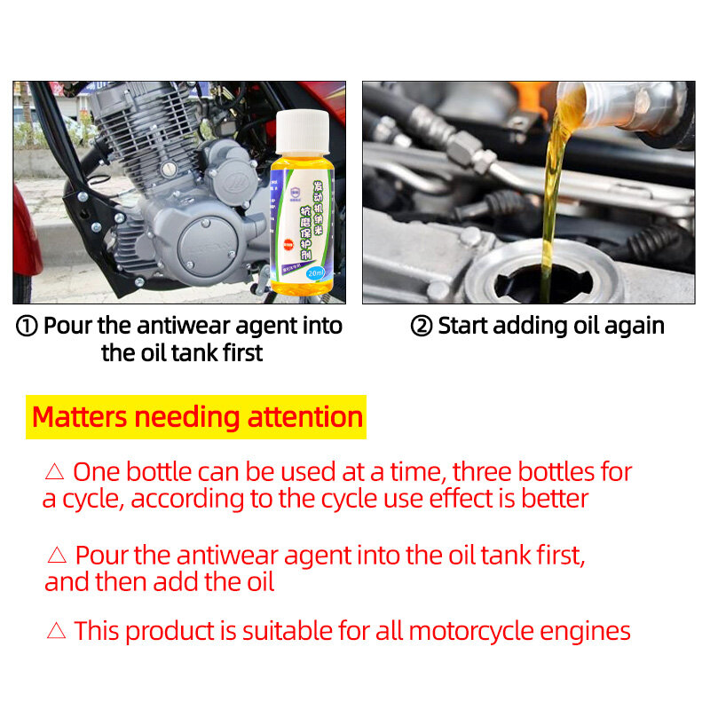 Agente protector antidesgaste para motocicleta, aditivo Universal concentrado para mantenimiento y reducción de ruido, reparación fuerte del motor