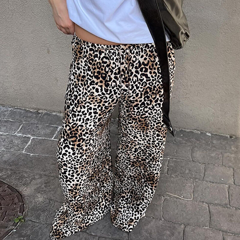 Женские летние расклешенные брюки с поясом, уличная мода с принтом, новинка 2024