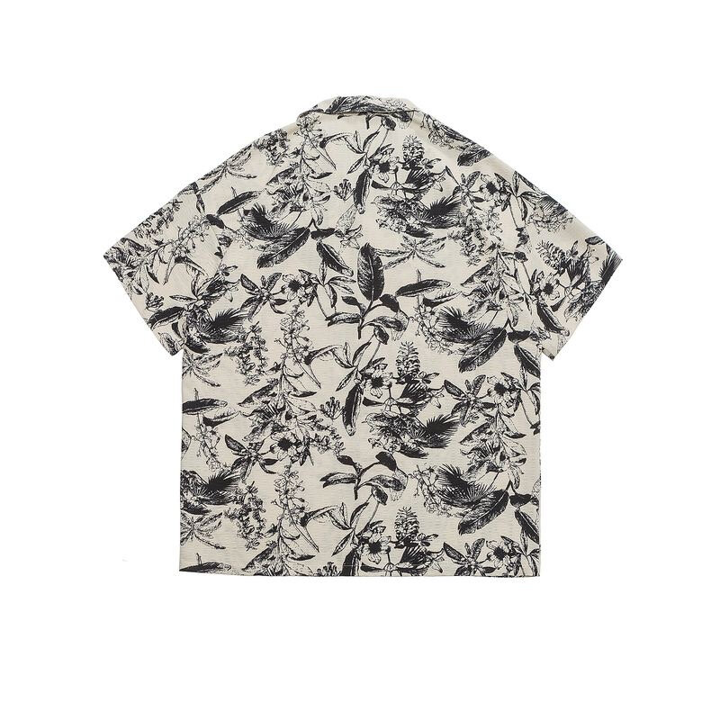 المعتاد الرجعية الأزهار المطبوعة قصيرة الأكمام قميص فضفاض عادية للرجال قمصان القطن ملابس رجالي هاواي تنوعا القمصان