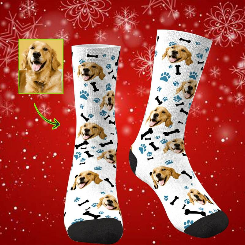 Calzini personalizzati per animali domestici per uomo donna divertenti simpatici animali cane lisca di pesce viso umano cuori calzini personalizzati con la tua immagine regalo