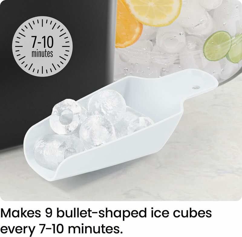 Dual-Size Ice Maker Countertop - Portable Ice Machine, Large and Small Ice Machine Maker with Self Cleaning, 9 Cubes in 7 Mins