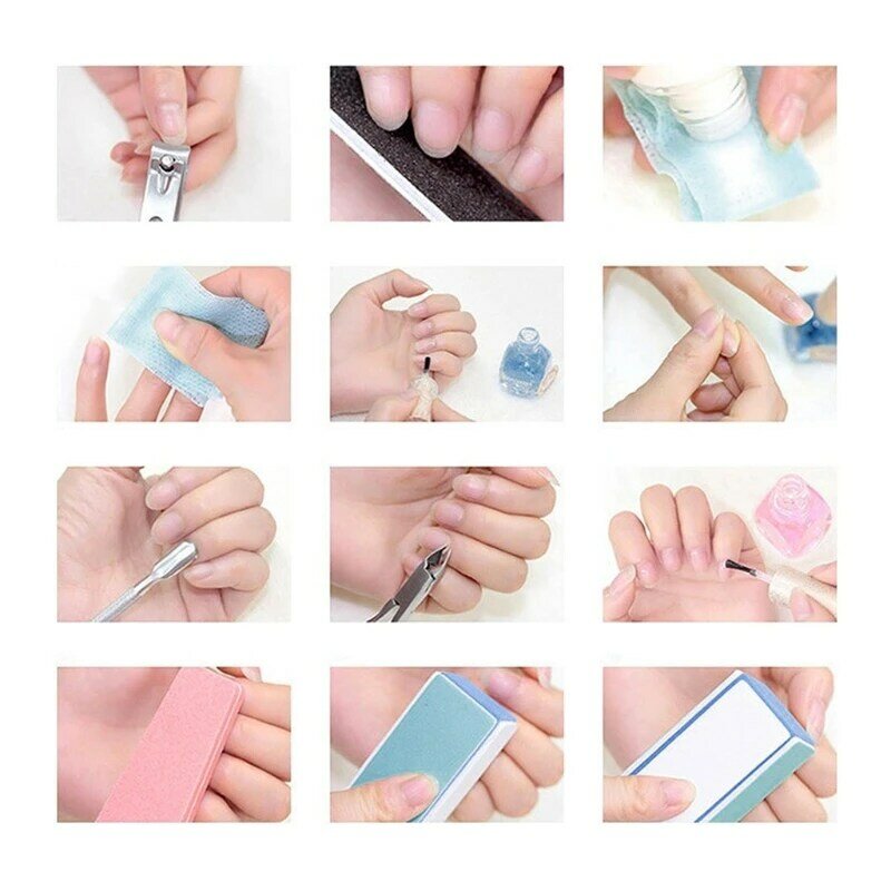 4-ступенчатая буферная пилочка для ногтей, шлифовка, шлифовка, полировка, полировка, синий, белый