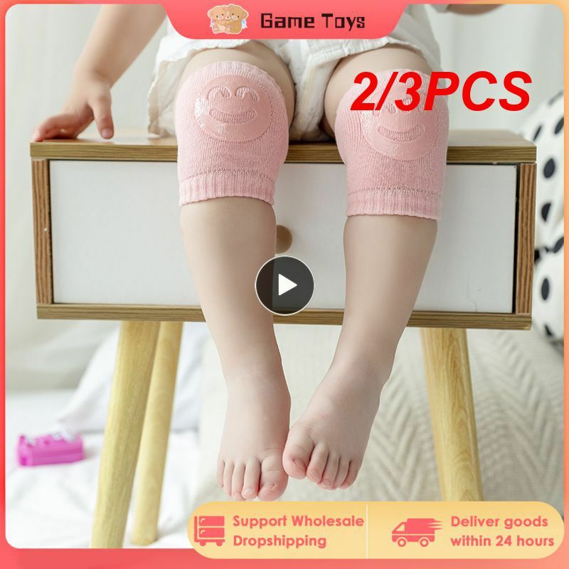 Anti-Slip Safety Baby Kneepad, meias de bebê, cotovelo, criança rastejando Knee Pad, rosto infantil, 2 pcs, 3pcs