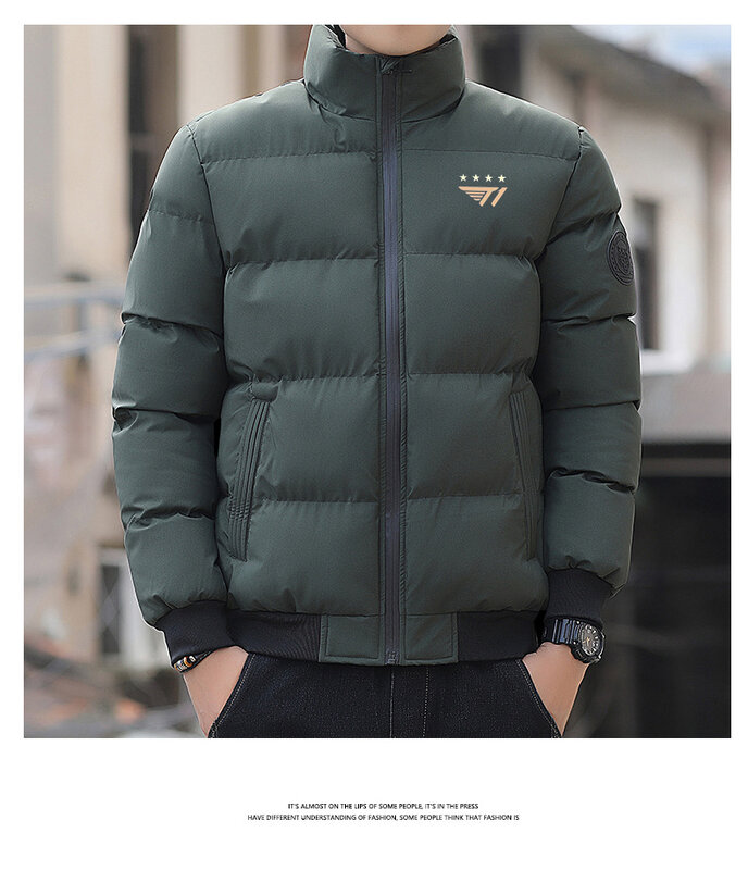 Men'S Autumn And Winter Thickened Warm Waterproof Jacket Casual Fashion Solid Color Loose Parka Coat Street Men'S Down Jacket