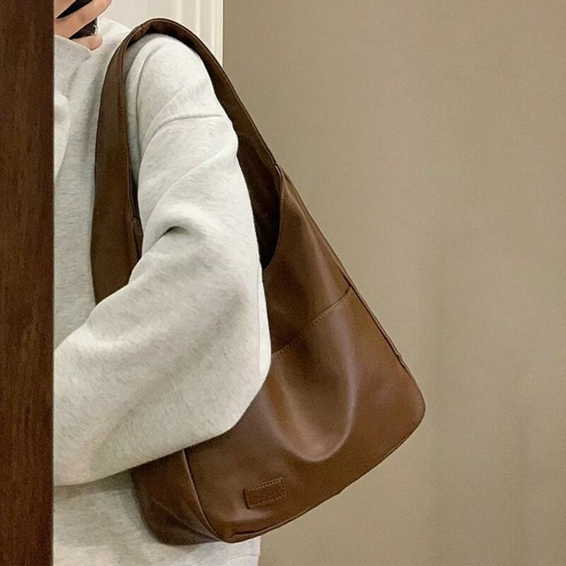 Bolso minimalista de cuero PU para mujer, bolso de un solo hombro de piel sintética, informal, bolso Hobo para mujer, bolso de mano
