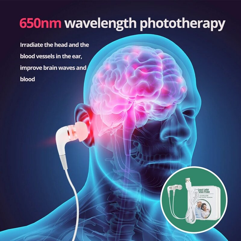 Nauszniki Terapia laserowa LLLT Irradiacja Laserowa fizjoterapia Zatyczki do uszu Otitis Media Głuchota Cukrzyca Leczenie nadciśnienia