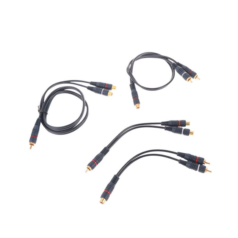 Distributor Converter Speaker Gold Cable Cord Line Cooper Wire 2 RCA Female To 1 RCA Male Splitter Cable Audio Splitter