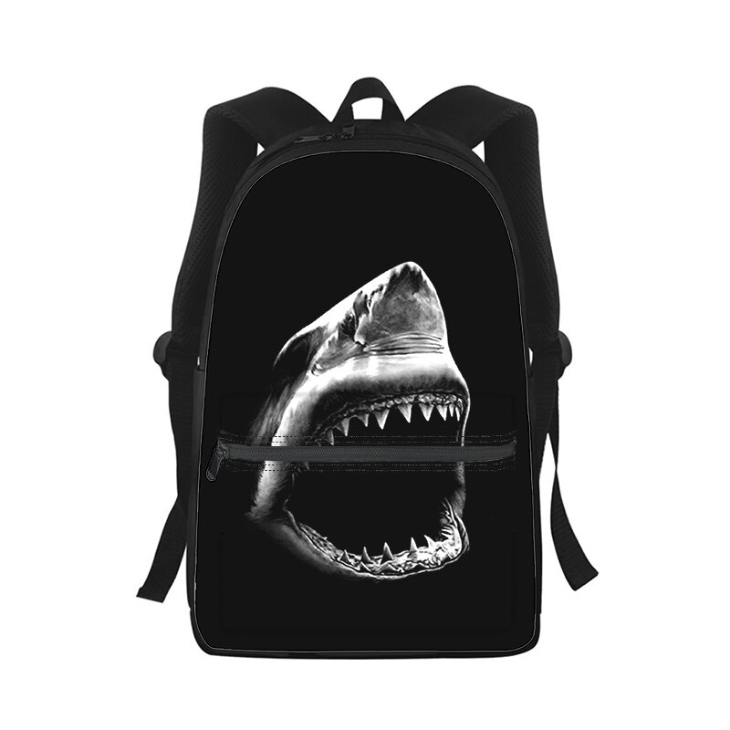 Shark tas ransel Laptop Pria Wanita, tas punggung bepergian motif 3D untuk pelajar sekolah, tas ransel Laptop anak-anak
