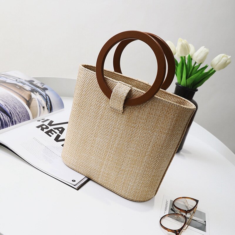 8PCS Wooden Round Shaped Handles Replacement For Handmade Bag Handbags Purse Handles